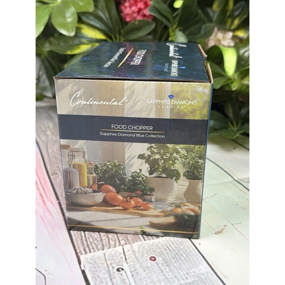 Continental Food Chopper Sapphire Diamond Blue 100W Stainless Steel Blades - Picture 2 of 6